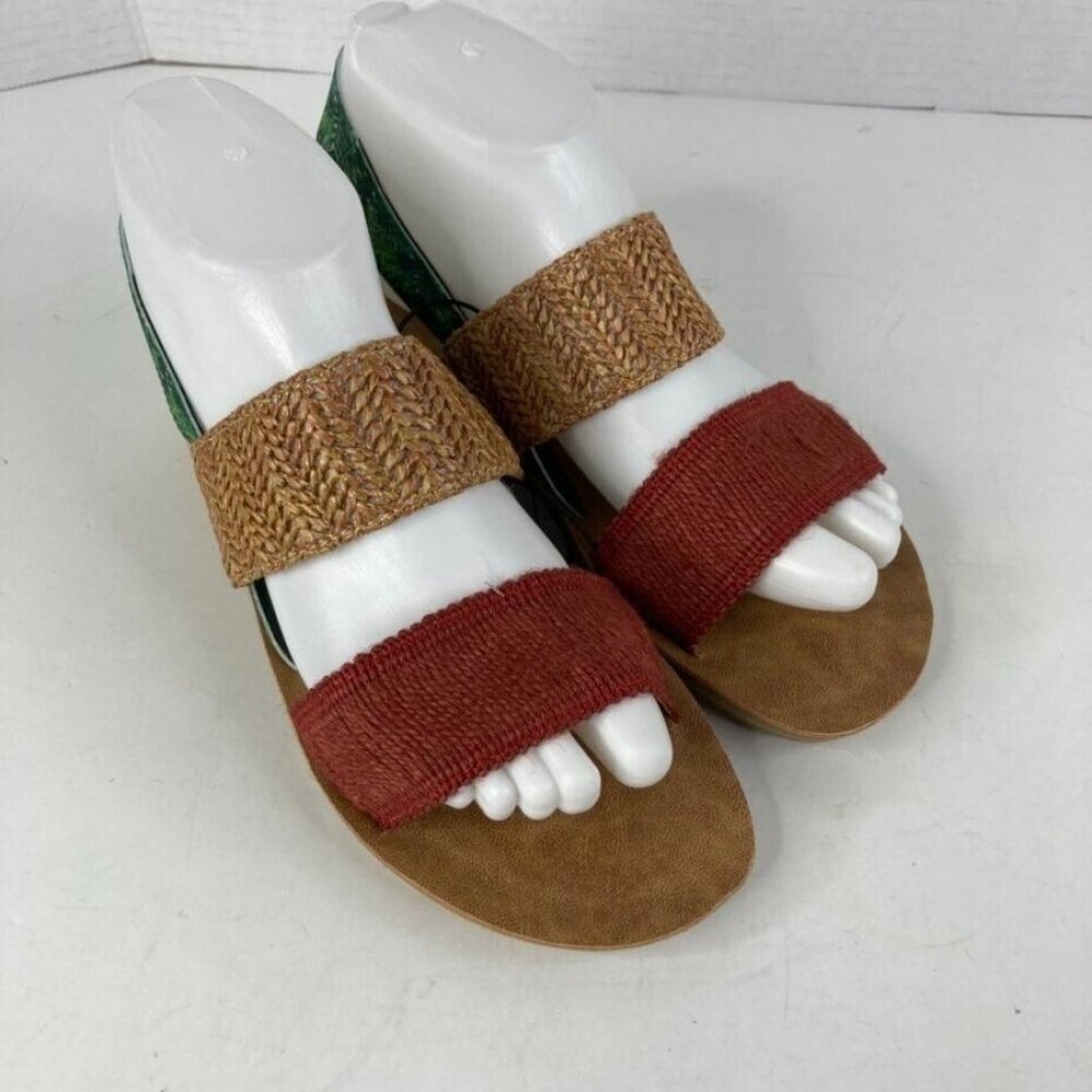 Muk Luks Womens About Time Sandals Size 7 Tropical Slip On Ankle Straps New